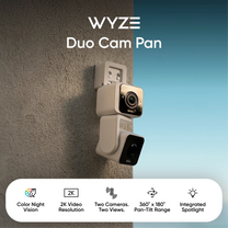 Wyze Duo Cam Pan offers two 2K cameras in one device for complete coverage.