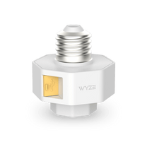 A white lamp socket with a gold plug.
