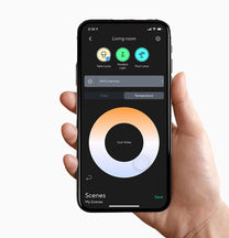 A smartphone displaying a screen with a color wheel and a button to save the current color palette.