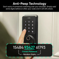 Le Kit de sécurité Entry Point Plus comprend une serrure intelligente, un lecteur d'empreintes digitales, un boulet.