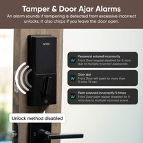 A black doorbell with a palm lock.