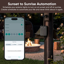 Wyze Plug Outdoor is a smart outlet with WiFi controls, suitable for garden lights.
