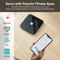 Wyze Scale is a Bluetooth smart body composition analyzer that tracks 12 essential body metrics.