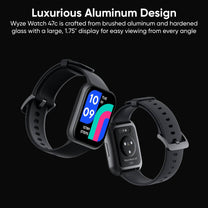 The Wyze Watch 47c is a smartwatch made of aluminum with a black color.