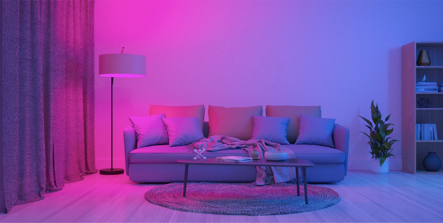 wyze color bulb lighting living room pink