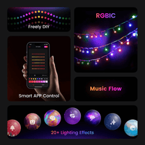 66ft / 20m Yeelight Holiday String Lights - 20+ lighting effects - smart app control - NBW - Wyze Li