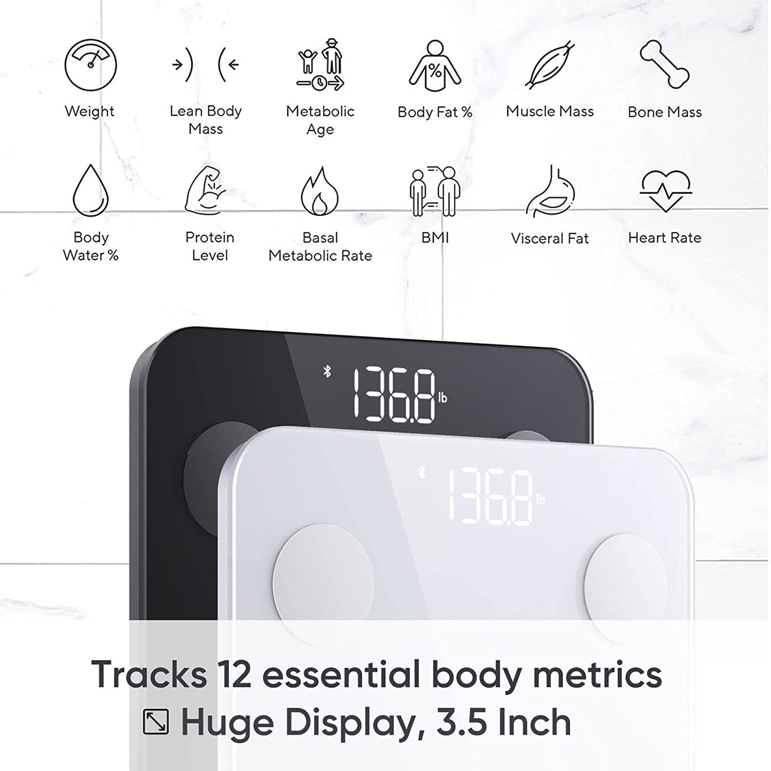 Wyze Smart Scale, Body Fat Digital WiFi Scale and Body Weight Composition  BMI Smart Scale, Heart Rate Monitor Tracker, Wireless Body Fat Percentage  Tracker, Analyze with Smartphone App, Black 