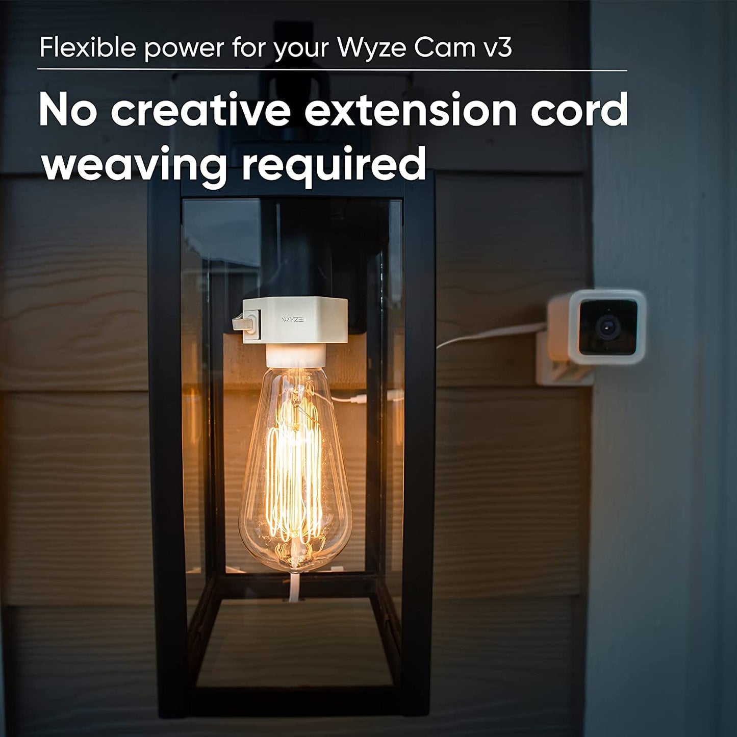 Cam v3 plugged into a Wyze Lamp Socket that is powered by the same source.