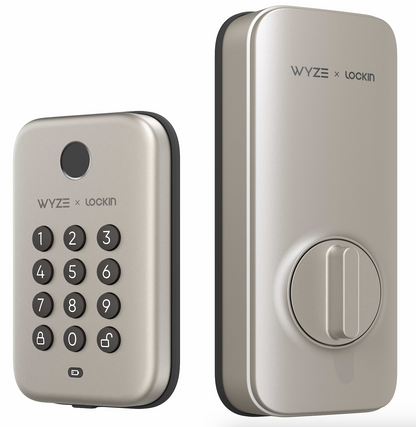 Wyze Lock Bolt in Satin Nickel.