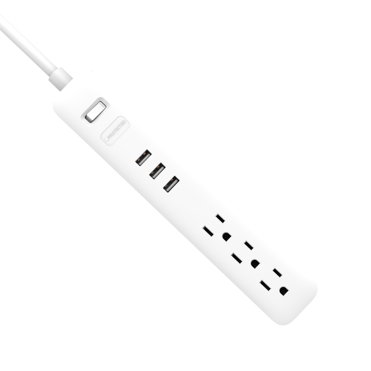 Wyze Surge Protector strip against a transparent background.