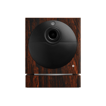 A black and brown wooden camera case.