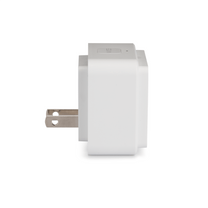 A white plug with a silver plug on the bottom.