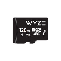 A black microSD card with the Wyze logo on it.
